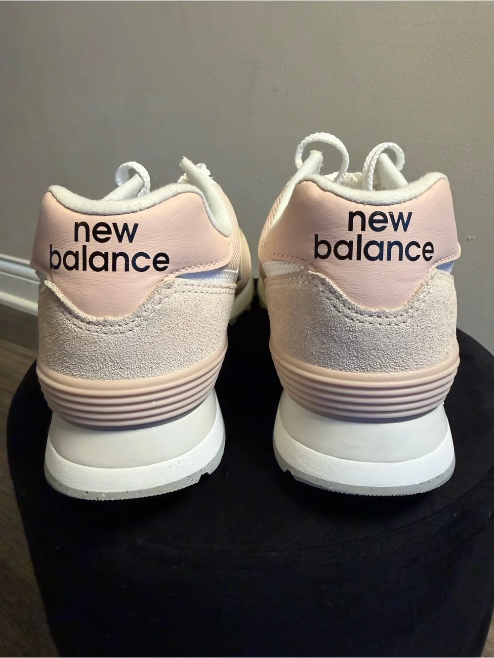 New Balance Pink and White 574-Style Low Top Sneakers